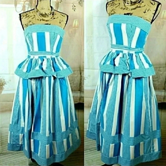 Victor Costa Vintage 1980s Strapless Flare Dress – Size 4 - Picture 2 of 11